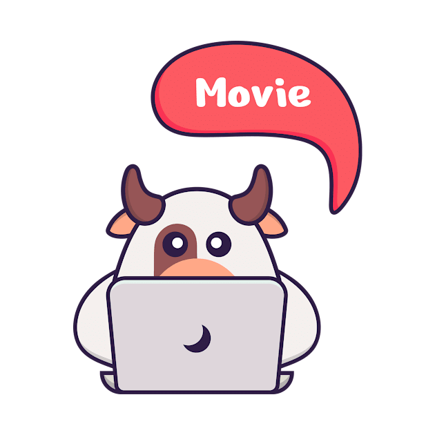 Cute cow is watching a movie. by kolega