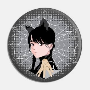 Anime Wednesday Addams with spider web Pin