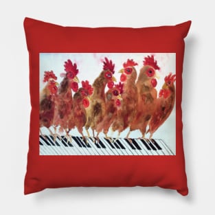 The Piano Playing Hens Pillow