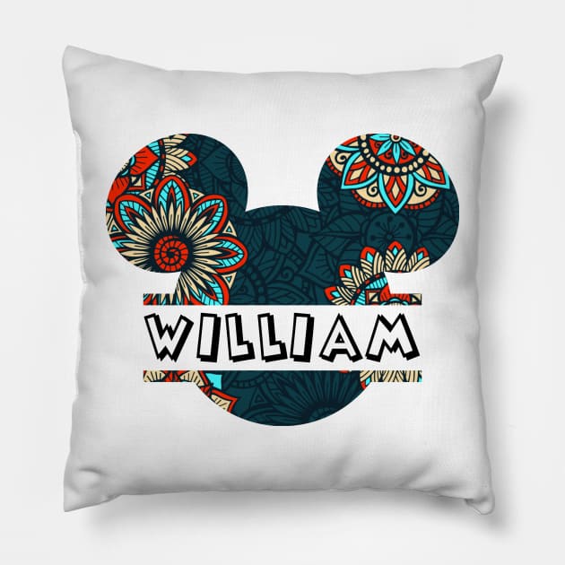 William Name With Seamless Pattern Pillow by Maddalena's