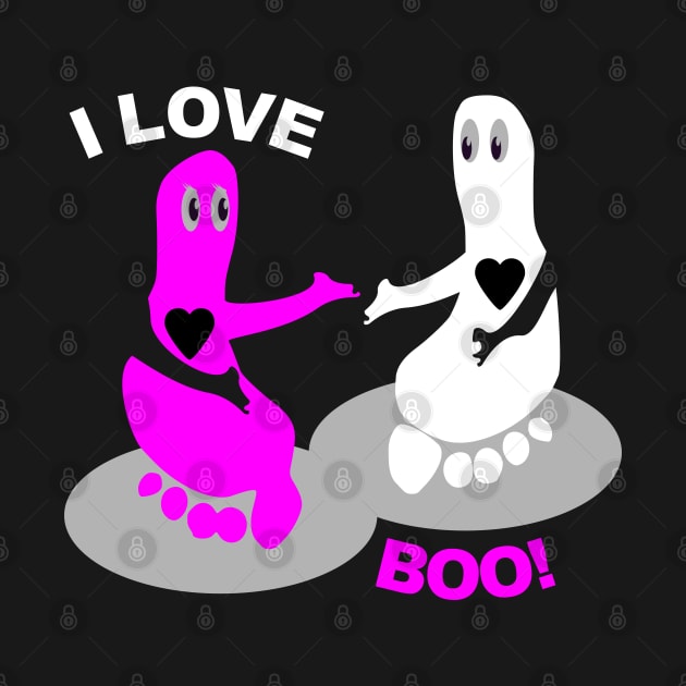 I love BOO Pink Footprint ghost by mailboxdisco