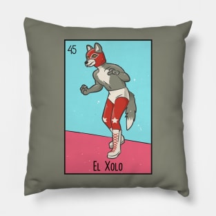 El Xolo // Mexican Luchador Dog Loteria Card Pillow