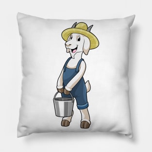 Goat as Farmer with Bucket Pillow