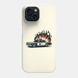 Burning police car Phone Case