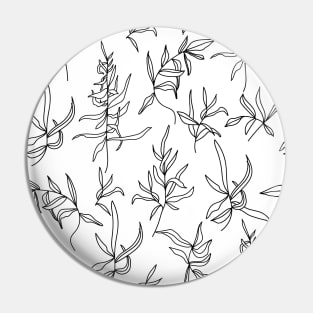 Various linear branch of leaves. Line art. Pin