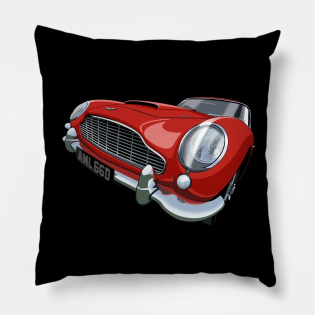 1966 Aston Martin DB5 in red Pillow by candcretro