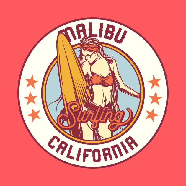 Vintage Surfing Badge for Malibu, California by SLAG_Creative