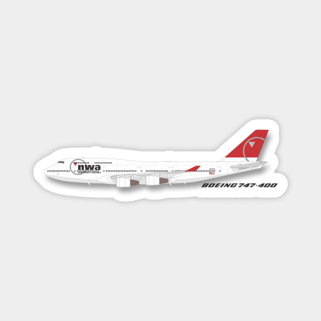 Northwest Airlines Boeing 747-400 airliner Magnet by GregThompson