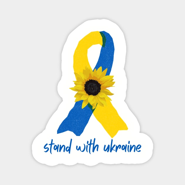 Stand With Ukraine Sunflower Support Ribbon Magnet by She Gets Creative