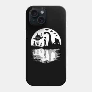 Funny Bigfoot riding loch ness monster and aliens Phone Case