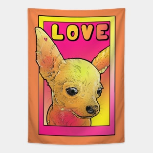 chihuahua love! pink and yellow pop art poster style Tapestry