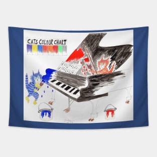 Cats paint the grand piano Tapestry