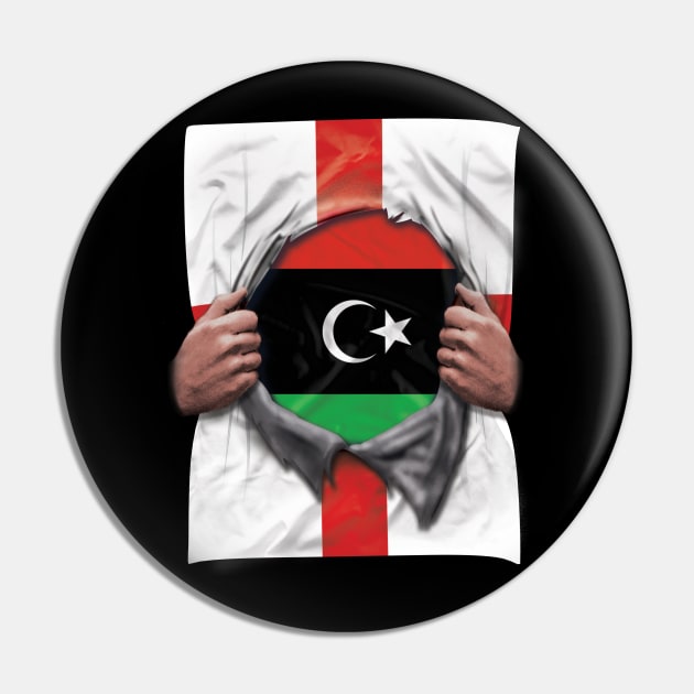 Libya Flag English Flag Ripped - Gift for Libyan From Libya Pin by Country Flags