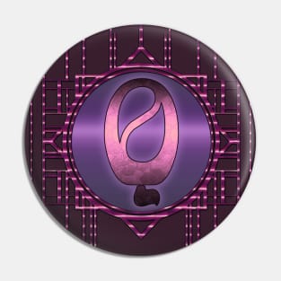 Purple Glamour Monogramm P Burlesque Retro Vintage Pin