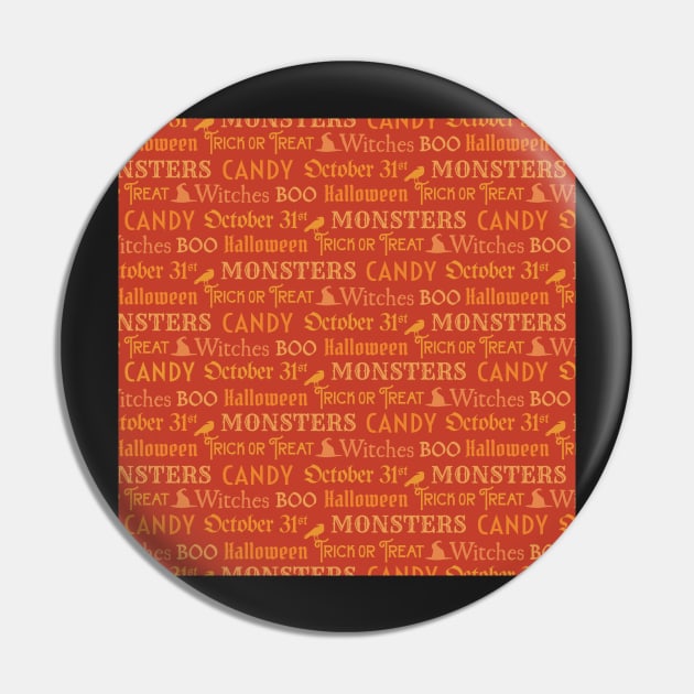 Orange Halloween Words Pin by TurtleNotes