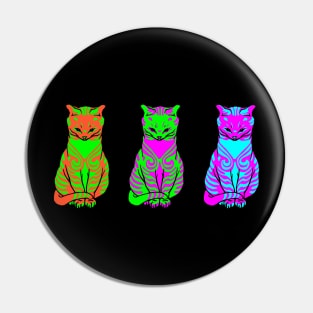 Classic Art Revisited: Three bright cats all in a row Pin