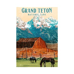 Grand Teton National Park Us Vintage Hiking Camping Lover T-Shirt