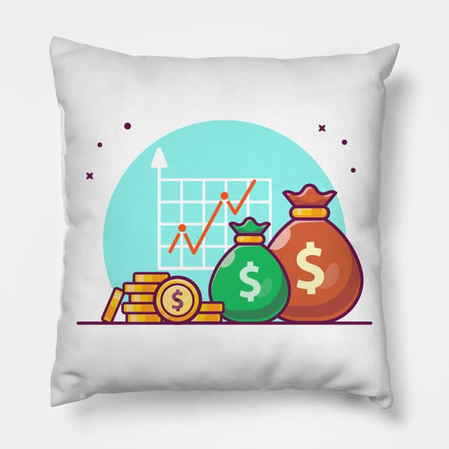 Stack of gold coins cartoon Pillow by Catalyst Labs