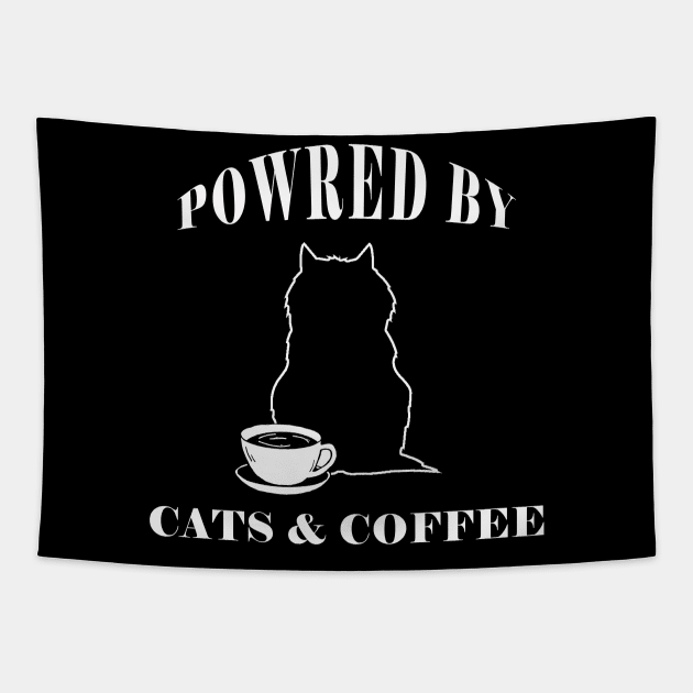 POWRED BY CATS AND COFFEE DESIGN Tapestry by Yanzo