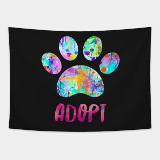 Adopt A Dog Design Watercolor Paw Print Tapestry