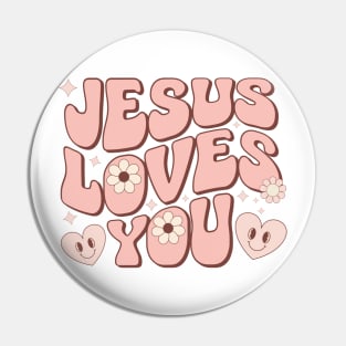 Jesus Loves You - Retro Christian Pin