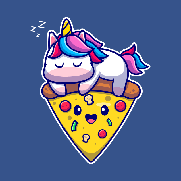 Cute Unicorn Sleeping On Pizza Cartoon by Catalyst Labs