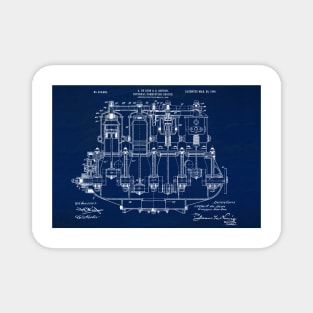 De Dion 1908, Engine ,original patent drawing Slate Blue background Magnet