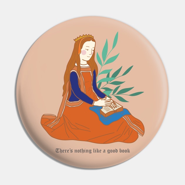 Cute and Colorful medieval Woman Reading Pin by MariOyama