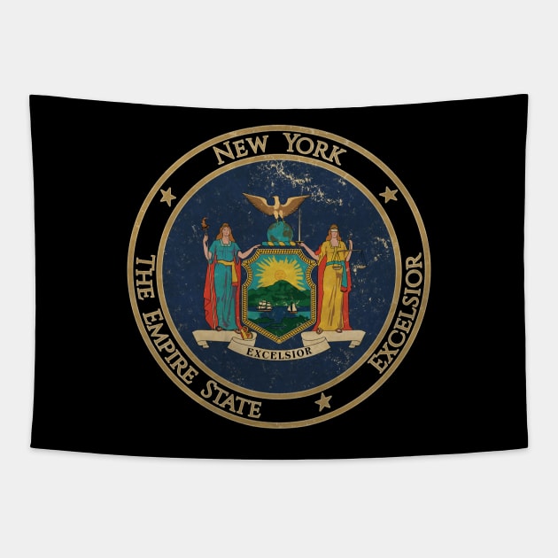 Vintage New York USA United States of America American State Flag Tapestry by DragonXX