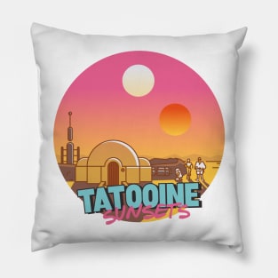 Tatooine sunsets vintage Pillow