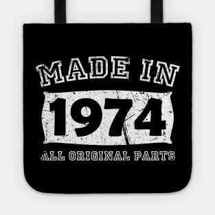 Made 1974 Original Parts Birthday Gifts distressed Tote