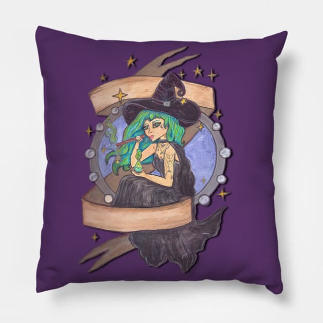 Magic Potion Witch Pillow by JenStedman73