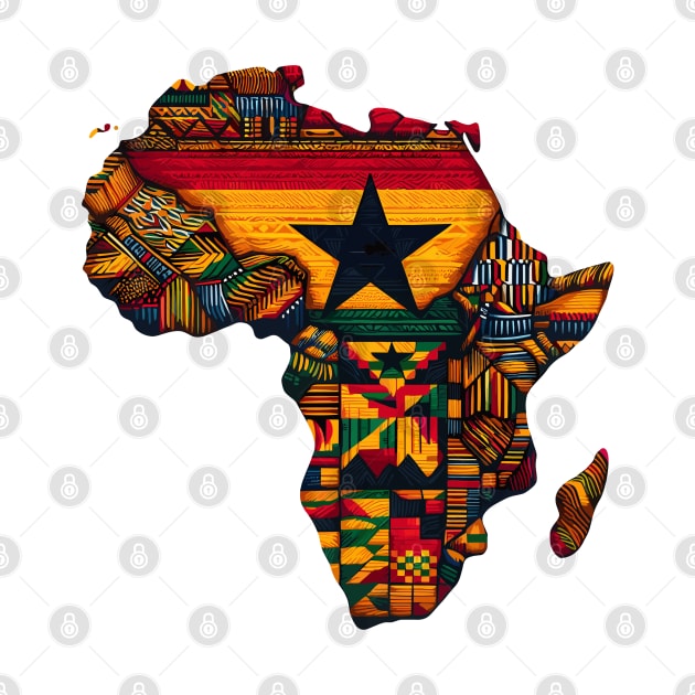 African Map Kente Pattern Ghana Flag by Graceful Designs