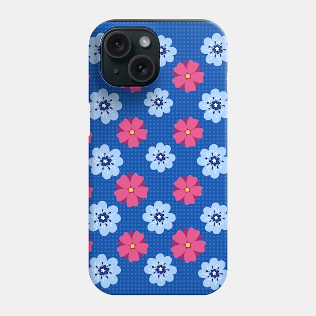 Blue and Pink Flowers Phone Case by Bluewave21