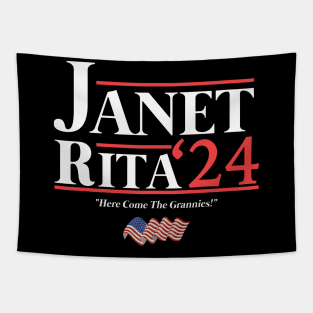 Janet and Rita 2024 Here Come the Grannies American Flag Tapestry