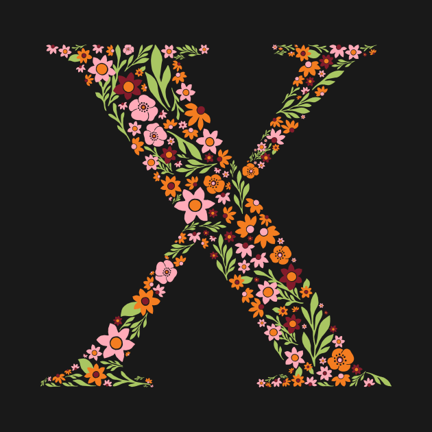 Retro Floral Letter X by zeljkica