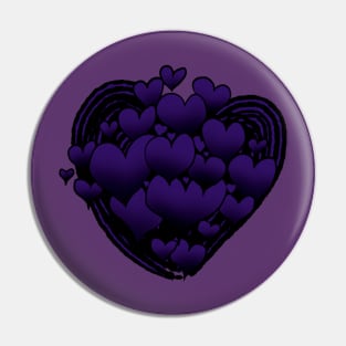 Dark Purple Hearts Patterned Swirl Heart Pin