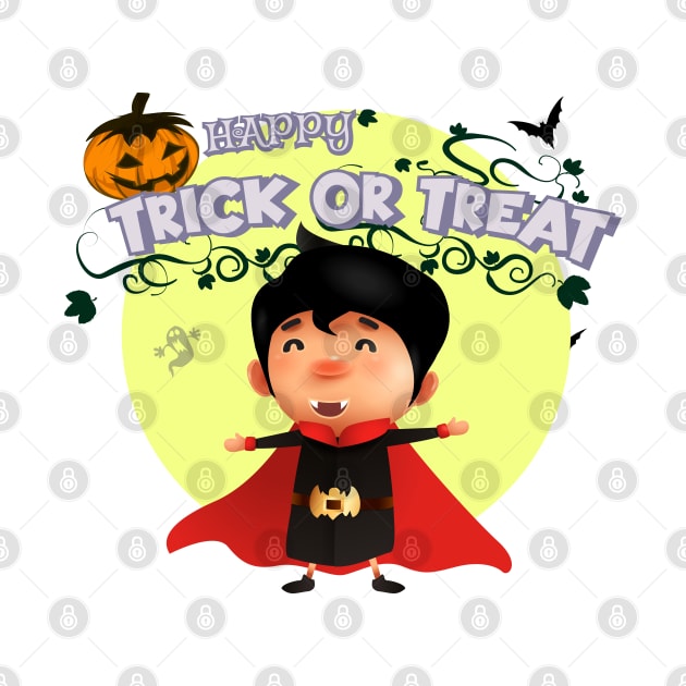 Cute cartoon Happy Halloween.Trick or Treat. by Longgilbert