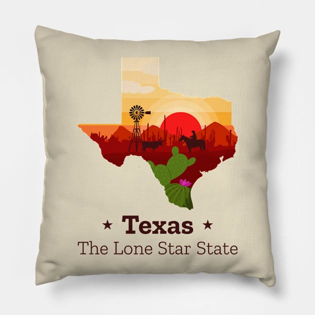 Texas Pillow by Tip Top Tee's