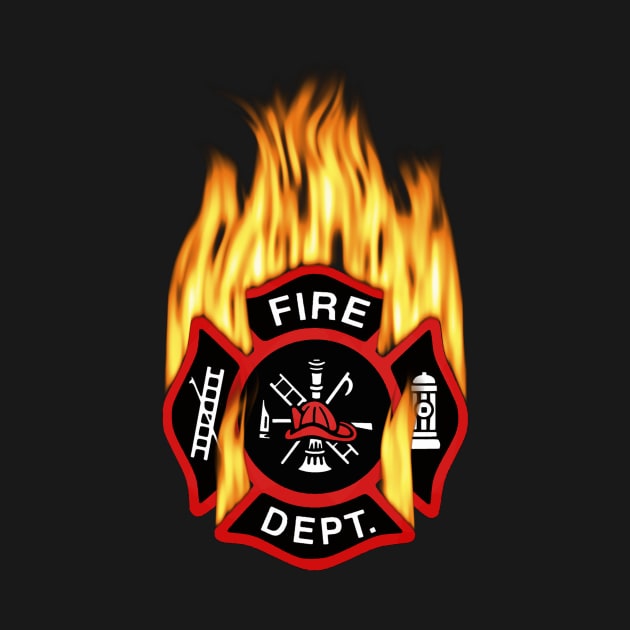 Flaming Red Firefighter Badge by JerryWLambert