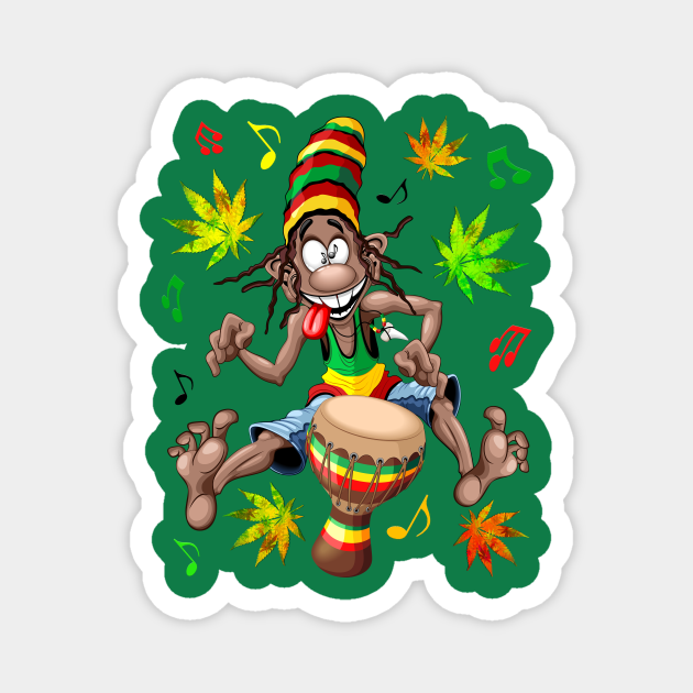 Rasta Bongo Musician funny cool cartoon character - Rasta Man - Magnet | TeePublic Rasta Bongo Musician funny cool cartoon character - Rasta Man - Magnet | TeePublic