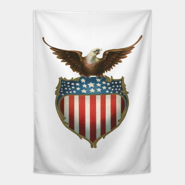 Vintage Eagle with American Flag Tapestry by MasterpieceCafe