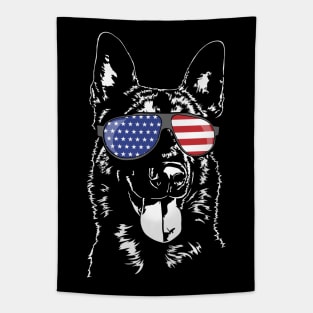 Proud Belgian Malinois American Flag patriotic K9 dog Tapestry