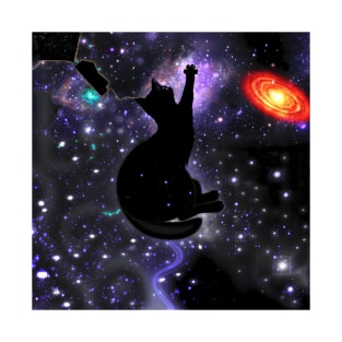 Cat reaching for the stars, fantasy art T-Shirt