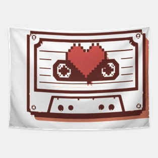 8 Bit Vintage Tape Heart Tapestry