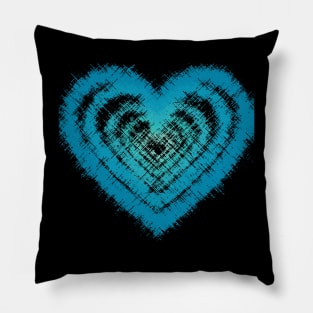 Pencil Strokes Blue Green Heart Pattern Pillow