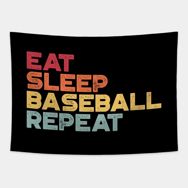 Eat Sleep Baseball Repeat Funny Vintage Retro (Sunset) Tapestry by truffela