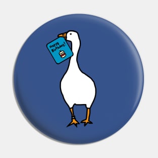 Happy Birthday Gaming Goose Cute Animals Design Pin