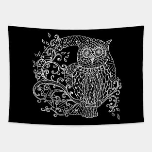 Owl Mandala Drawing Tapestry