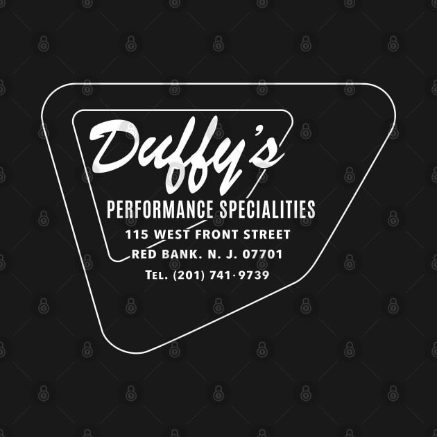 Vintage Duffy's Performance Specialities Hot Rod suppliers emblem - white print by retropetrol